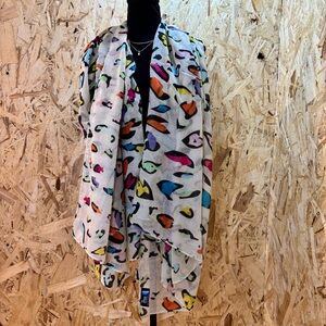 Leonardi - Vibrant Multicolor Abstract - Animal Print Oversized Scarf - 80s